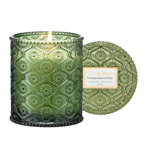 LA Jolie Muse Pomegranat Pine Scented Candle, Holiday Candle Gifts, Candles for Home Scented, 40 Hours Burn Time - Image 1