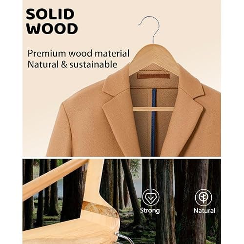 Edergoo Wooden Hangers 30 Pack, Smooth Wood Hangers with 360 Swivel Hook & Notches, Natural Solid Coat Hangers Wooden for Closet thumbnail 3