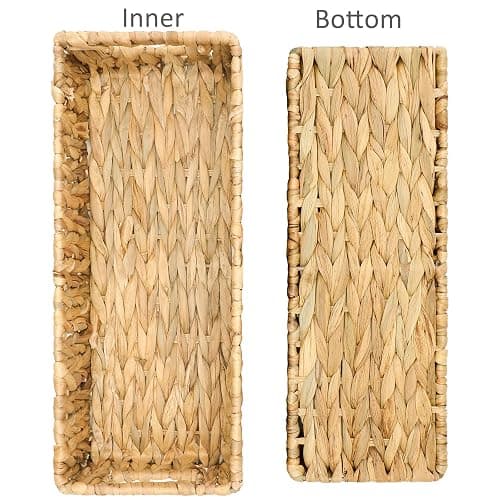 Graciadeco Nesting Small Wicker Basket, Water Hyacinth Toilet Paper Baskets Bathroom Organizer Woven Long Narrow Baskets for Organizing Pantry Bathroom Toilet Tank, 2 Pack thumbnail 6