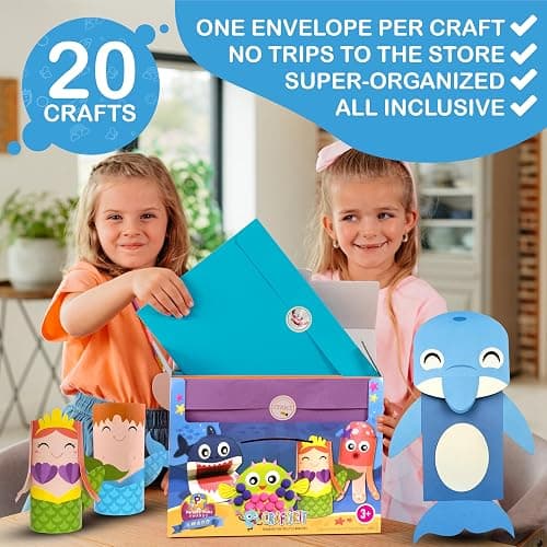 Craftikit® 20 Under The Sea Arts & Crafts Kits for Kids – Mermaid & Sea Animal Paper Crafts for Girls & Boys Ages 4-10 – Preschool Art Supplies & Toddler Craft Set thumbnail 3