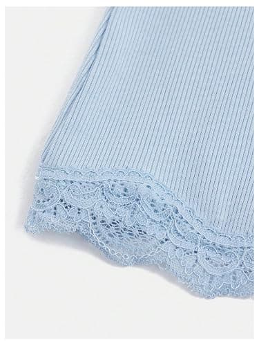 SOLY HUX Girl's Sleeveless Lace Trim Camisoles Spaghetti Strap Ribbed Crop Tank Tops thumbnail 4