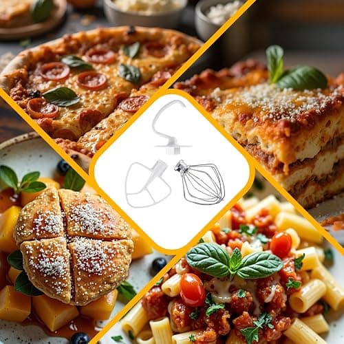 3-Piece Kit Attachments for KitchenAid Tilt-Head Stand Mixer, Accessories Stainless Steel K45WW Wire Whip, K45DH Dough Hook and K45B Coated Flat Blade Paddle with Scraper thumbnail 6
