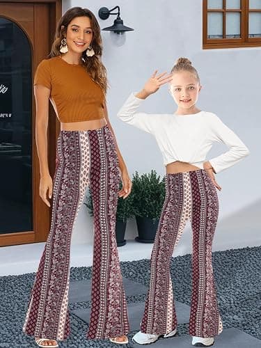 WSPLYSPJY Women's Print Stretch Bell Bottom Flare Palazzo Pants Trousers thumbnail 2