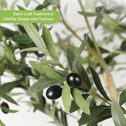 Realead Artificial Olive Tree 10 Feet, Large Fake Olive Tree with Natural Wood Trunk and Lifelike Fruits, Tall Faux Olive Tree 10ft for Home Office Decor thumbnail 4