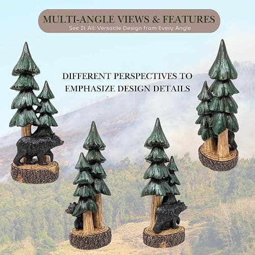 BestGiftEver Rustic Bear with Pine Tree Tabletop Figurine - Woodland Forest Cabin Lodge Décor - Standing Resin Bear Statue for Mountain Home Decoration thumbnail 5