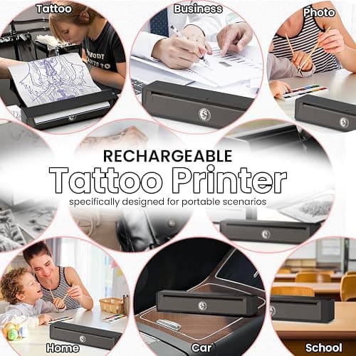 Wormhole Tattoo Stencil Printer Wireless Bluetooth 2,500mAh Battery Portable Tattoo Printer Compatible with Phone & PC for Artists and Beginners - Dark Gray thumbnail 7