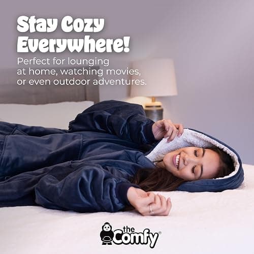 THE COMFY Original | Sherpa Lined Microfiber Fleece Wearable Blanket, Oversized Design with Hood and Pocket from Shark Tank thumbnail 6