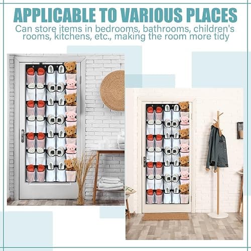 Windyun 2 Pcs 70 Large over The Door Shoe Organizer Hanging Shoe Rack for Closet Holder Black Mesh Pockets Back to School Behind Door Hanger Storage Nonslip for Home Room School Dorm, Each 35 Pockets thumbnail 6