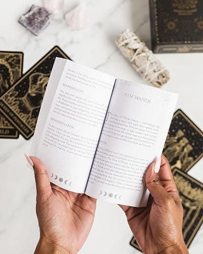 Mystical Gold Foil and Black Tarot Cards with Guide Book for Beginners and Advanced Tarot Readers; Large Tarot Deck with Extensive Guidebook of the Symbolic Meanings of Past History and Future Destiny - Classic thumbnail 4