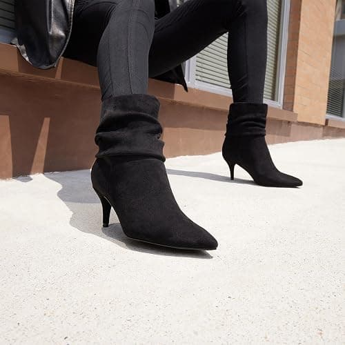 CosyFever Sexy Slouch Ankle Boots for Women with Fashion Mid Stiletto Heels Pointed Toe Bootie thumbnail 3