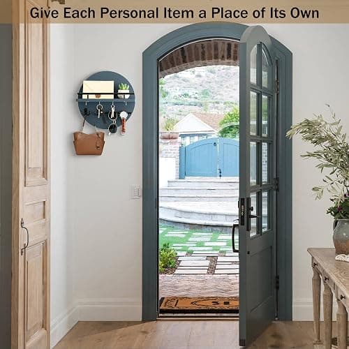dreampossible Key Holder for Wall Decorative with Shelf and Hooks, Mail Organizer Wall Mount with Sunglasses Holder, Circular Design Entryway Key Rack Hanger, Rustic Home Decor thumbnail 4