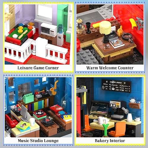 Colorful City Market Building Block Set, London Architecture Main Street Building set with Recording Studio, Coffee Shop, Bakery & Flower Shop, Mini Street Scene Building Block for Adults, 2666Pcs thumbnail 5