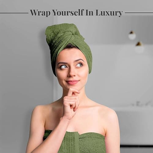 Tens Towels Pack of 4 Extra Large Bath Towels 30 x 60 Inches, 100% Cotton, Larger & Lighter Weight, Quicker to Dry, Super Soft and Absorbent, Perfect for Bathroom, Green thumbnail 4
