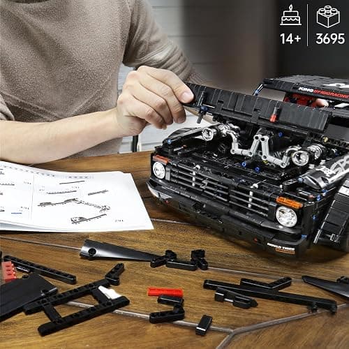 Mould King 13082 Pickup Truck Block Kits Model, MOC Building Blocks Set to Build, Gift for Kids Age 8+/Adult Collections Enthusiasts(3695 Pieces, with Motor/APP Remote Control) thumbnail 7