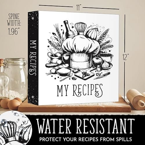 JP17TOP Recipe Binder 8.5" x 11" Inch, Standard 3-Ring Recipe Organizer, with 50 Protective Sleeves, 25 Recipe Pages, 12 Dividers, Bonus QR Code to Print The Recipe Page of Our Cookbook. thumbnail 7