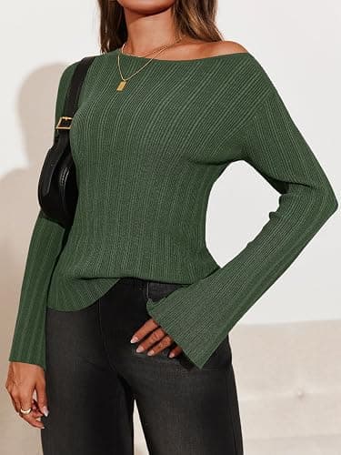 Cicy Bell Womens Bell Long Sleeve Knit Tops Lightweight Pullover Sweaters 2025 Trendy Going Out Fall Winter Fashion Outfits thumbnail 4