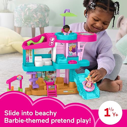 Fisher-Price Little People Toddler Toy Barbie Beach House Playset, Figures and Accessories for Preschool Pretend Play Kids Ages 18+ Months thumbnail 2