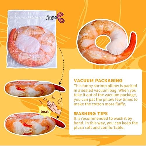 Goetland Large Shrimp Neck Pillow U Shaped Realistic Simulation Travel Throw Cushion Plush Toy thumbnail 5