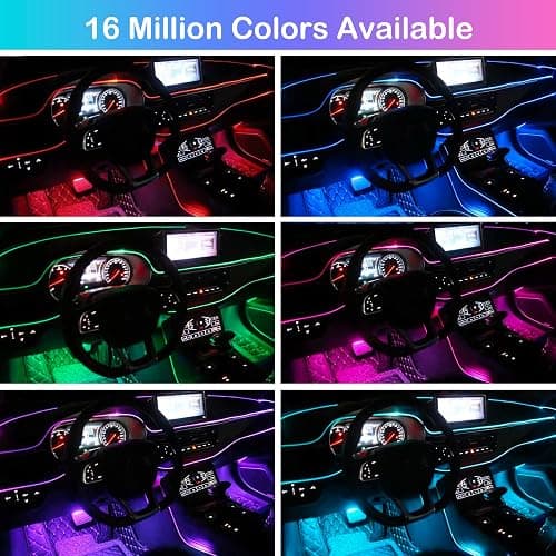 Interior Car LED Strip Lights, RGB 6 in 1 Ambient Lighting Kits with 315 inches Fiber Optic, 16 Million Colors Music Sync USB Car Interior Lights with Wireless APP/Button/RF Remote Control (6 in 1) thumbnail 3
