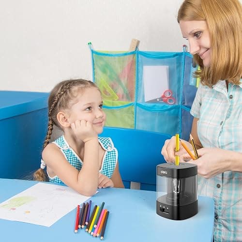 Deli Electric Pencil Sharpener, Automatic Pencil Sharpeners for No.2 Pencils Colored Pencils, USB & Battery Operated Pencil Sharpener for Kids, School, Home, Office, Classroom, Black thumbnail 2