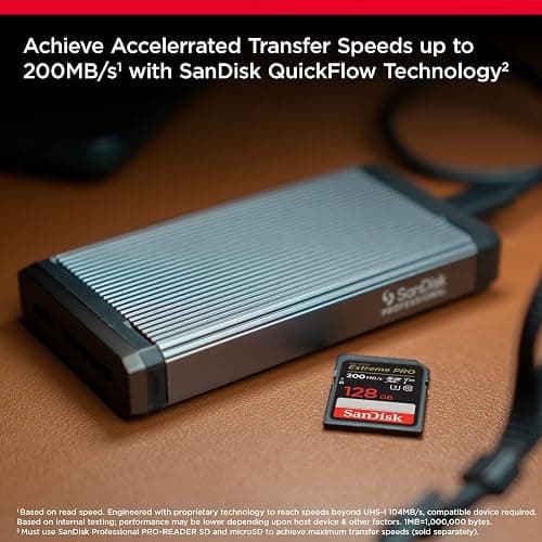 SanDisk 128GB Extreme PRO SDXC card, SD Card, V30 Memory Card, 4K UHD, up to 200 MB/s, SanDisk QuickFlow Technology, RescuePro Deluxe Data Recovery Software, UHS-I, Class 10, U3, V30 - UHS-I V30 - 128GB thumbnail 2