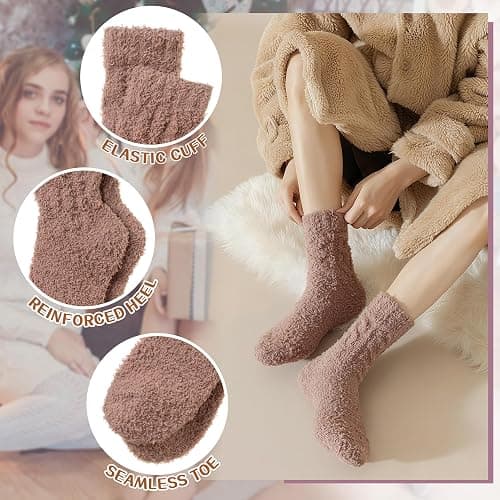 Womens Fuzzy Socks Slipper Fluffy Comfy Cozy Winter Soft Warm Fleece Cabin Plush Sleep Socks thumbnail 6