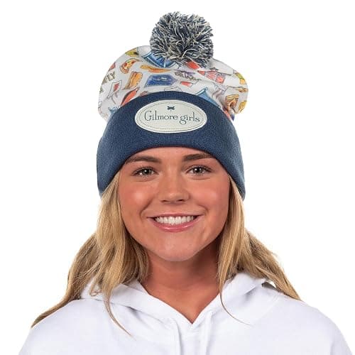 Gilmore Girls Beanie Stars Hallow Lukes Diner Chilton Dragonfly Inn Fleece Sublimated Overlay Knit Cuffed Winter Hat OSFM Multicolored thumbnail 3