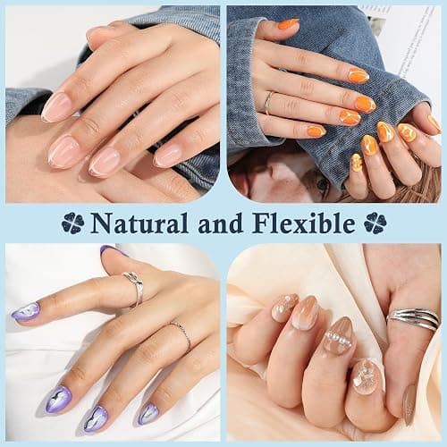 Luckyfairy Extra Short Almond Nail Tips, 240pcs Soft Gel Pre-Shaped Acrylic Fake Nails, Half Matte Full Cover Clear Gelly Press on Flase Nail Tips for Extension Nail Manicure Home DIY 12 Sizes - Extra Short Almond thumbnail 2