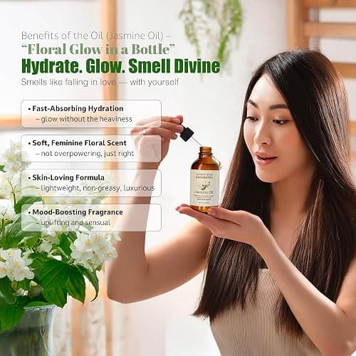 Soothing House Jasmine Body, Hair & Nail Oil: Nourishing & Fast-Absorbing, Lightweight Glow, with Vitamin E, Jojoba & Sweet Almond, All-Natural, 4 Fl Oz thumbnail 6
