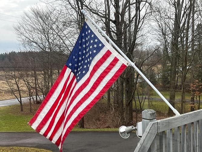 White Flag Poles for Outside House - 5ft Tangle Free Flag Pole for House,Heavy Duty Metal Flagpole Hardware for 3x5 American Flags,Outdoor Flagpoles Mount for Porch,Car,Truck,Boat (without Bracket) thumbnail 9