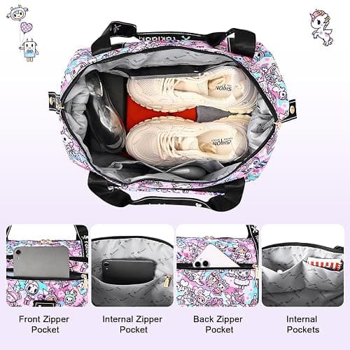 tokidoki Travel Duffle Bag,Carry-On Weekender Bag with Toiletry Bag | 40L Large Capacity，Adjustable Shoulder Strap, Front Zip Pockets,Waterproof overnight bag for gym, sports, hospital stays thumbnail 3