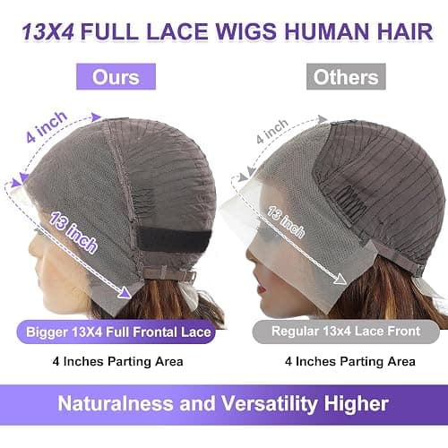 ONECHULY Blonde Highlight 13x4 Glueless Lace Front Wigs Human Hair 200% Density Pre Plucked with Baby Hair 13x4 Full Lace Front Wigs HD Transparent Lace Wig Balayage Wigs for Women 26 Inch thumbnail 4