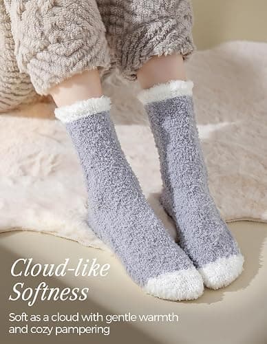 TEHOOK Warm & Cozy Gifts for Women, Fluffy Fuzzy Plush Sleeping Slipper Socks - Soft Warm Fabric thumbnail 4