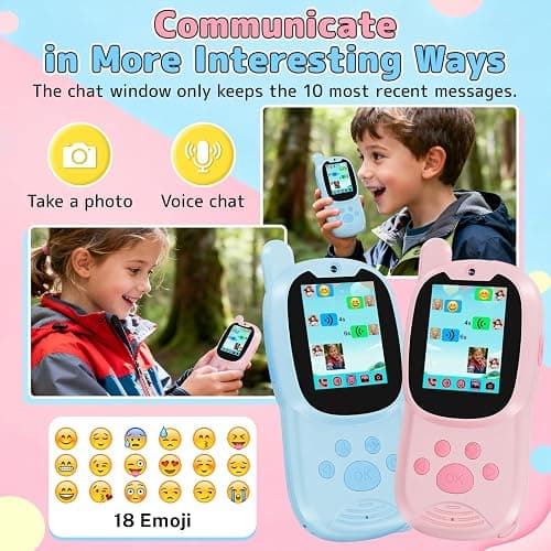 YTETCN Kids Video Walkie Talkies with Camera, 2 Pack Rechargeable Walkie-Talkie Toys for Boys & Girls Aged 3-12, Christmas Birthday Gifts for 3 4 5 6 7 8 Year Old (Blue & Pink) thumbnail 4