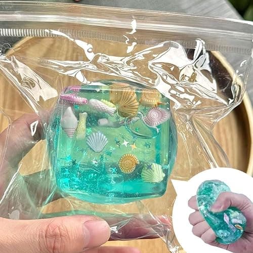 Squishy Stress Cube – Slow Rising Fidget Toys for Adults, Water Stripe Sensory Squeeze Toy with Shells, Soft Hand Toy for Office Desk Anxiety Relief (1Pcs) thumbnail 5