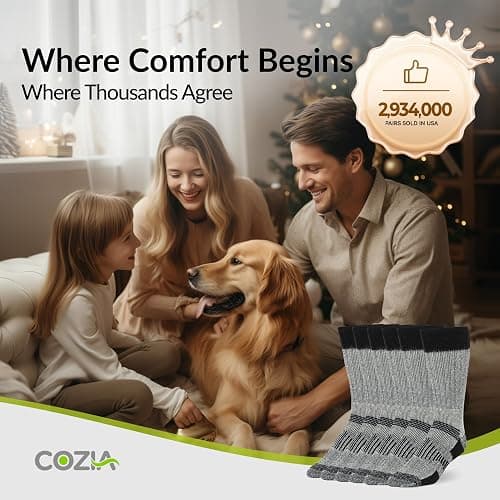 COZIA Merino Wool Socks for Men and Women Warm thermal Boot Hiking Socks 3 Pairs thumbnail 6