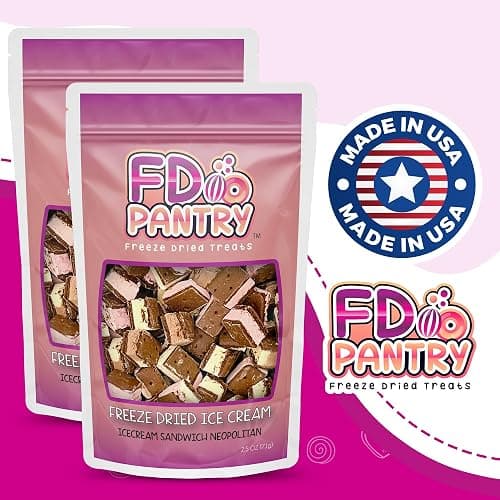 Freeze Dried Icecream Neapolitan Candy 2 Pack 2.5oz - Crunchy & Sweet Strawberry, Chocolate and Vanilla Icecream, Dehydrated Freeze Dried Dessert - 2 Resealable Freeze Dried Ice Cream Gift Bags thumbnail 8