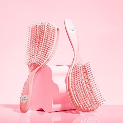 Nature Spell FlexiFlow Detangling Hair Brush, Flexible Strands for Gentle Brushing, Eliminates Knots & Reduces Breakage, Suitable for All Hair Types, Pink thumbnail 7