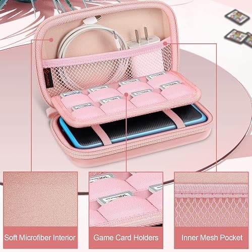 FINTIE Etui pour Nintendo 2DS XL / 3DS & XL & LL - Housse Rangement Anti-Choc Sac de Transport avec Porte-Cartes de Jeu et Dragonne, thumbnail 4