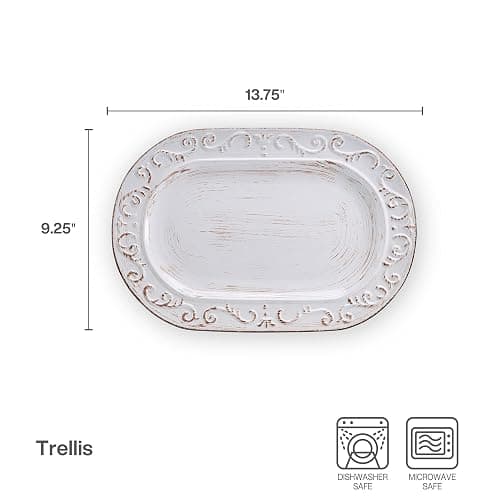 Pfaltzgraff Trellis Serving Platter, 13.75 inch, White thumbnail 3