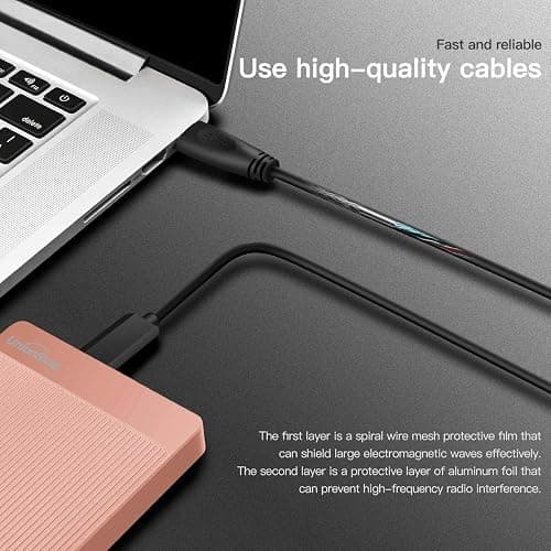 UnionSine 500GB Ultra Slim Portable External Hard Drive HDD-USB 3.0 for PC, Mac, Laptop, PS4, Xbox one, Xbox 360-(Pink) thumbnail 5