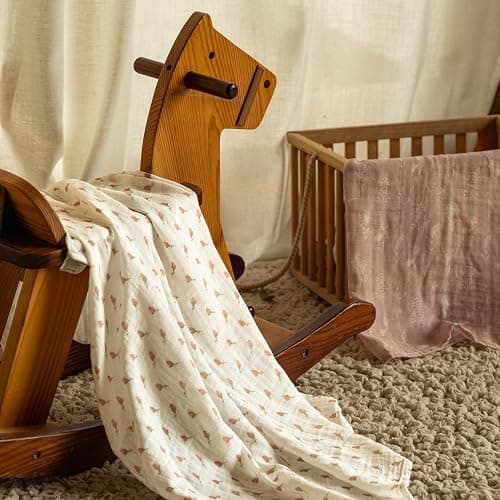CIVARUA KIDS Muslin Swaddle Blankets for Newborn, 4 Pack Cotton Baby Blankets for Girls, Large 31.5 x 43.3 Breathable Soft Receiving Blanket, Essentials Swaddle Wrap Burping Clothes, Flowers thumbnail 2