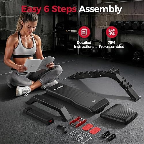 FLYBIRD WB7 Weight Bench, Commercial Grade Adjustable Weight Bench - 1300LBS Workout Bench for Home Gym, Flat Incline Bench Press Heavy Duty Bench with 34'' Extra-Long Backrest and Easy-Roll Wheels thumbnail 8