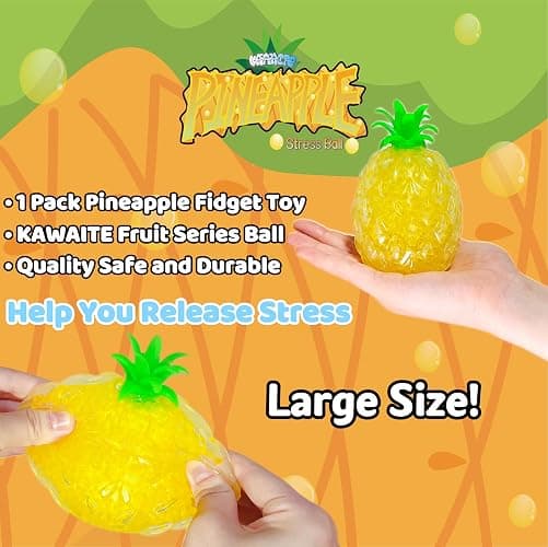 Pineapple Squishy Stress Balls (1 Pack) Stretchy Fruit Stress Relief Squishy Ball for Adults, Vase Filler, Home Decoration, Ideal for Relax, Focus, Christmas Decoration, Easter Basket Stuffers thumbnail 2