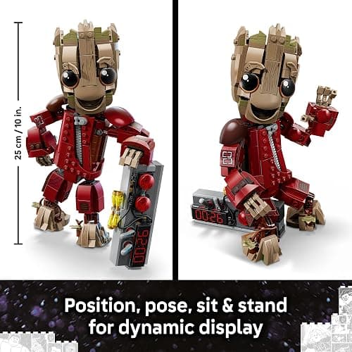 LEGO Marvel Ravager Jumpsuit Groot Building Toy for Boys & Girls, Ages 10+ - Posable Display & Play Figure W/Detonator Device - Gift Idea for Birthdays - 76341 thumbnail 2