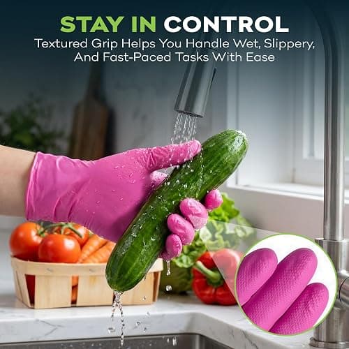 FifthPulse Fuchsia Hot Pink Nitrile Disposable Gloves -3 Mil Medical Exam Nitrile Gloves -Powder and Latex Free thumbnail 5