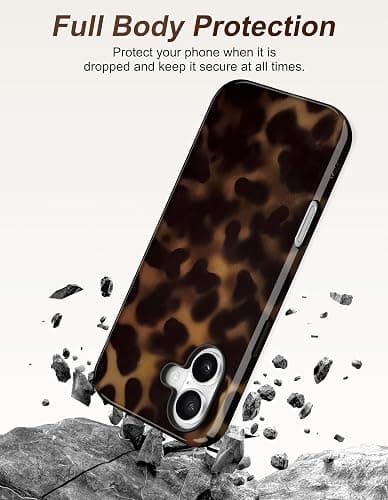 Jusy Compatible with MagSafe Brown Tortoise Shell Print Phone Case for iPhone 16 Plus, Amber Trendy Luxury Magnetic Soft TPU and Hard PC Protective Phone Cover for Women Girls - Tortoise Shell thumbnail 3