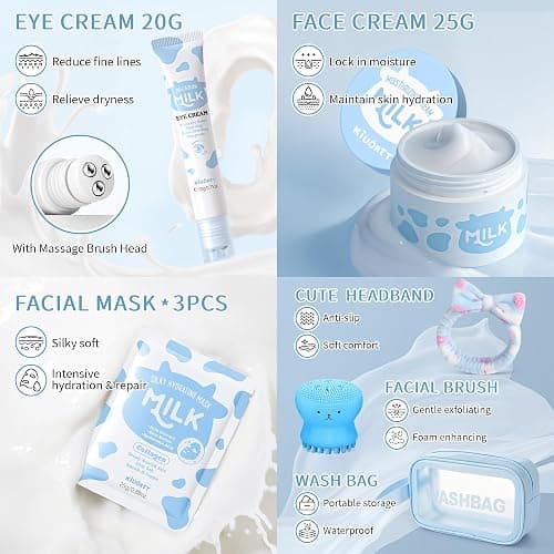 Milk Skincare Set for Kids & Teens 12PCS - Milk Skin Care for Girls Ages 8-12, Milk Extract Skincare for Beginners with Niacinamide & Hyaluronic Acid - Moisturizing Skin Kit for Daughter, Girls thumbnail 6