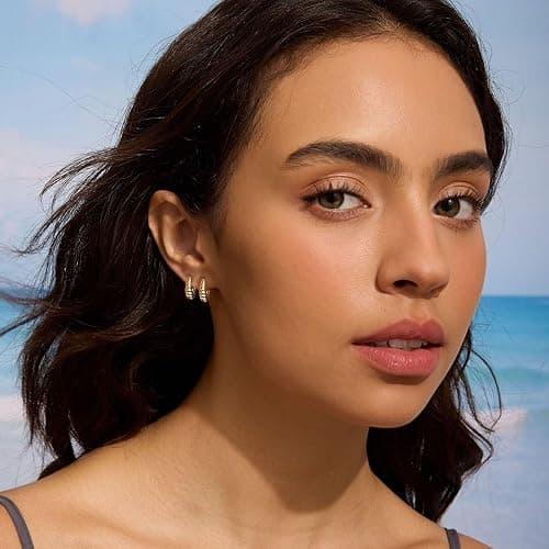 Gold Hoop Earrings Set for Women, 18 Pairs Hypoallergenic Statement Open Pearl Hoops Earring for Multipack, Gold Chunky Hoop Earrings for Women Trendy Jewelry thumbnail 2