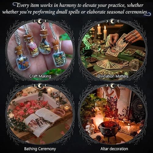 45PCS Herbs for Witchcraft - Wiccan Supplies and Tools - Witchcraft Supplies Dried Flowers Kit for Witch Beginner, Wicca Altar Supplies, Magic Spell, with Witchy Spoon, Witchy Gifts for Women thumbnail 4